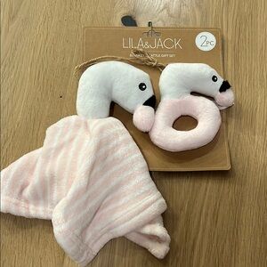Lila & Jack Pink Flamingo Plush Set